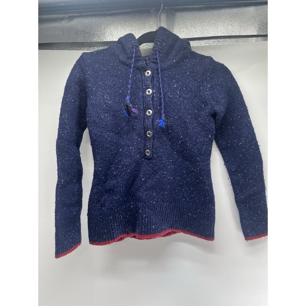 Patagonia Women's Medium Ranchito Hoody Navy Blue Wool Blend‎ Knit